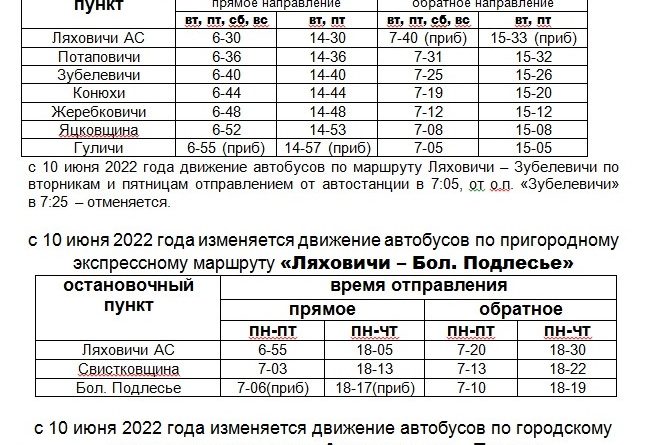 Расписание маршрута барановичи